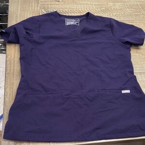 Figs Deep Purple V-Neck Scrub Top